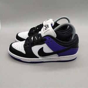 Nike SB‎ Dunk Low Pro Kids Shoes White Black Purple BQ6817-500 Sz 5 Youth